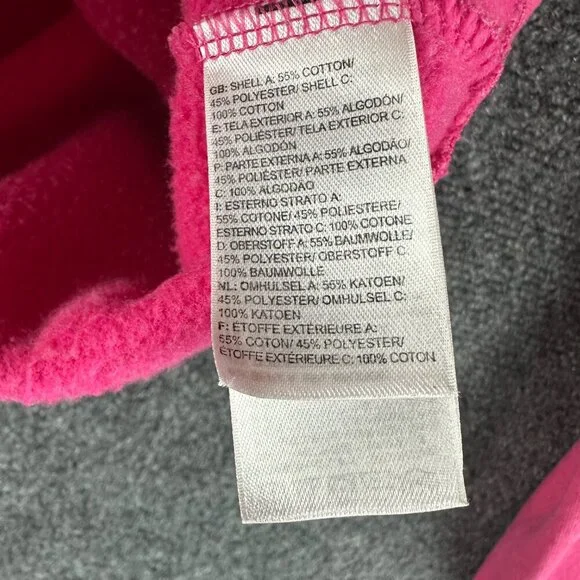 The North Face Hoodie Womens Medium Pink Cotton Blend Long Sleeve Logo Yellow Ti - Picture 6 of 8